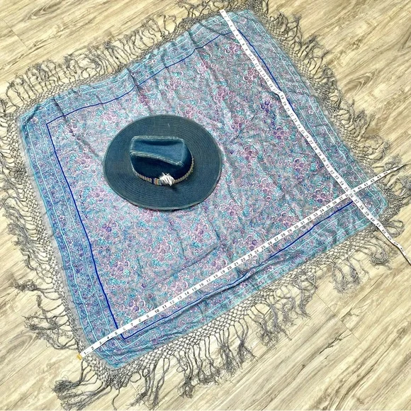 Fringe SILK boho scarf/body wrap w shabby chic prairie country farmhouse vibe - Picture 9 of 13